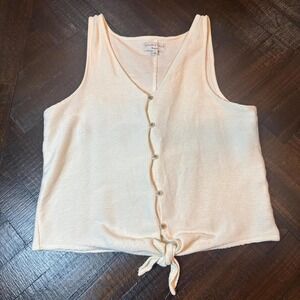 Madewell Texture & Thread Tie Front Tank XL Cream Cotton Summer